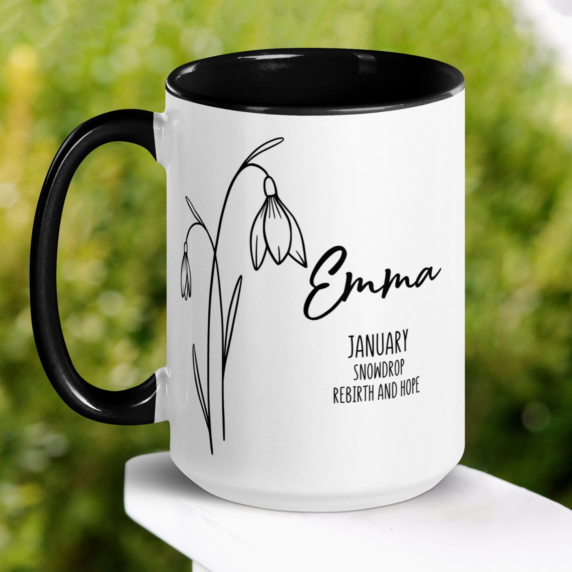 January Birth Flower Mug, January Birthday, Snowdrop Floral Mug, Aquarius Mug - Zehnaria - BIRTHDAY & ZODIAC - Mugs