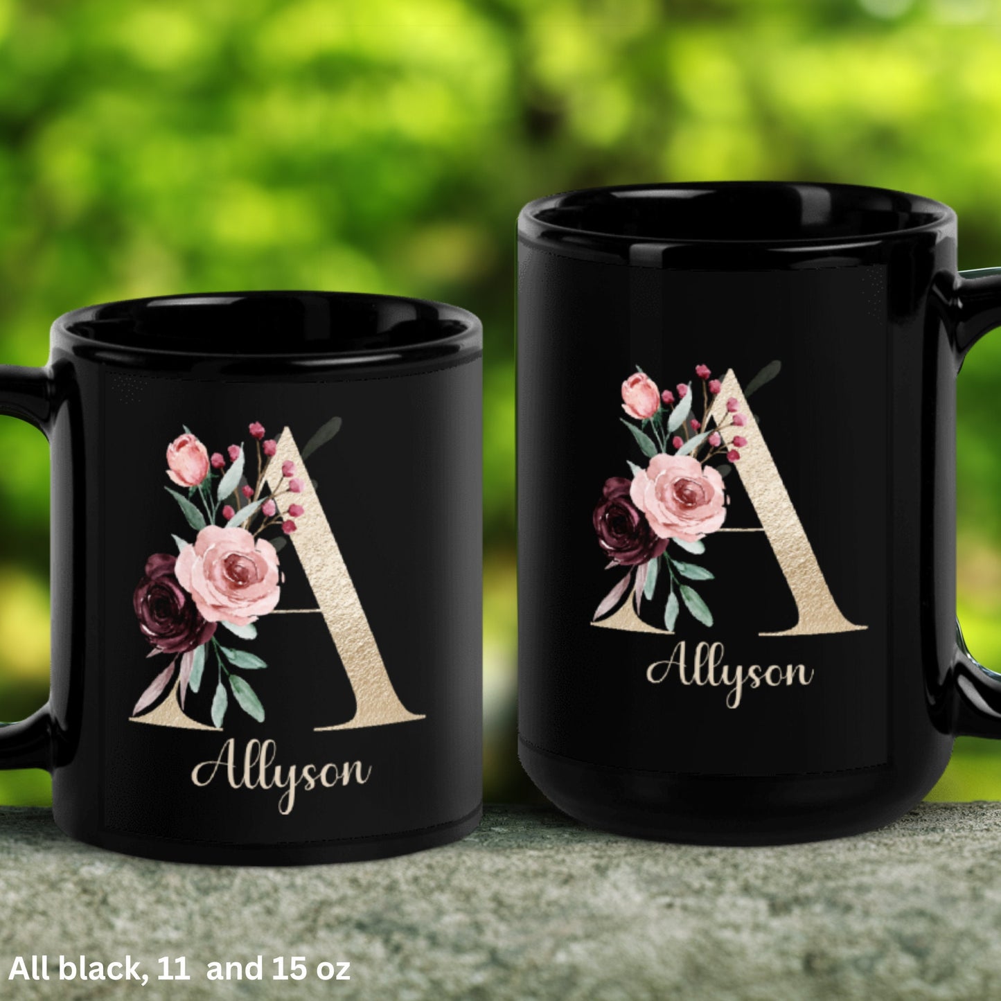 Name Mug, Initial Letter Mug, 15 oz 11 oz, Monogram Mug - Zehnaria - ALL PERSONALIZED - Mugs