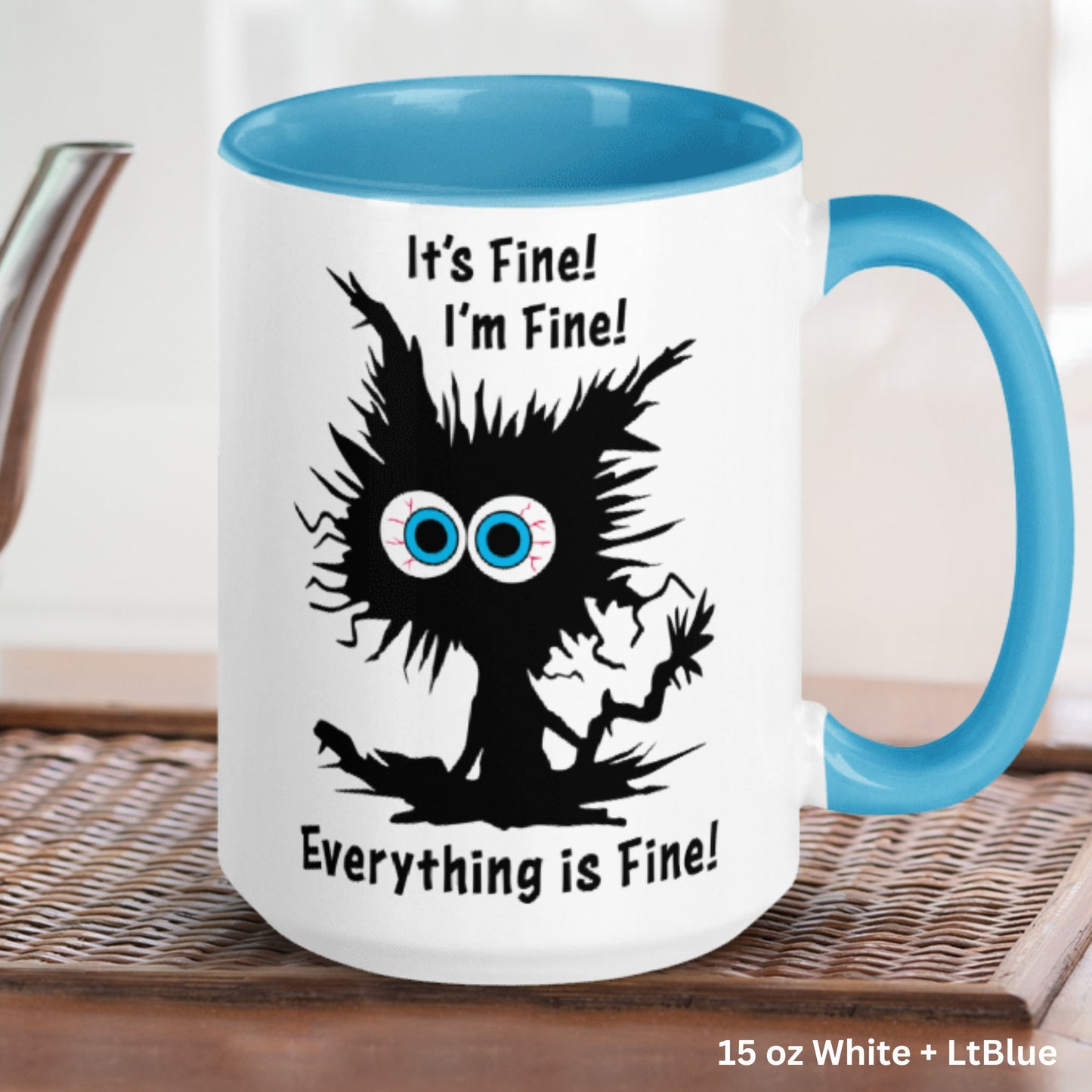 Electrocuted Cat Mug, I'm Fine Everything is Fine Mug, Mental Health Mug, Funny Cat Mug - Zehnaria - FUNNY HUMOR - Mugs