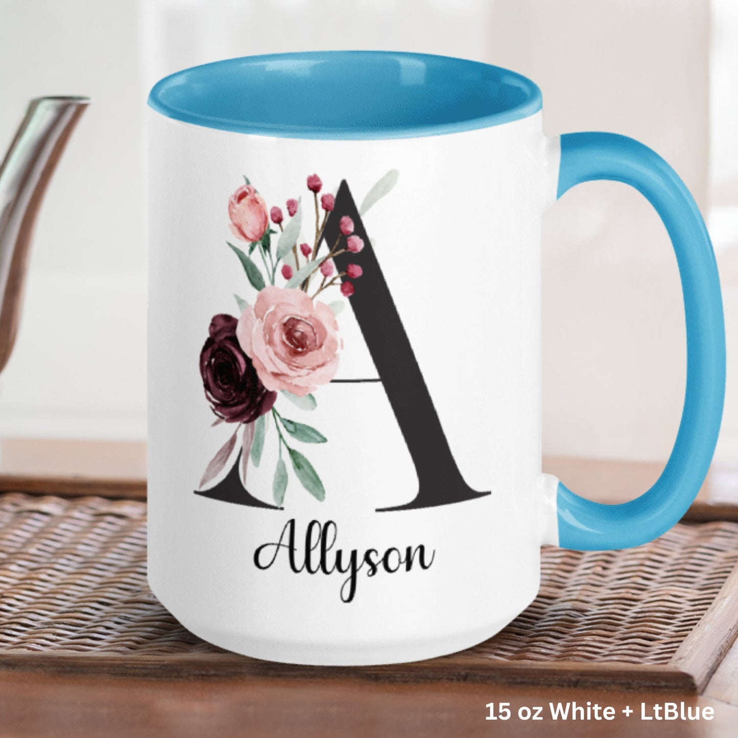 Name Mug, Initial Letter Mug, 15 oz 11 oz, Monogram Mug - Zehnaria - ALL PERSONALIZED - Mugs