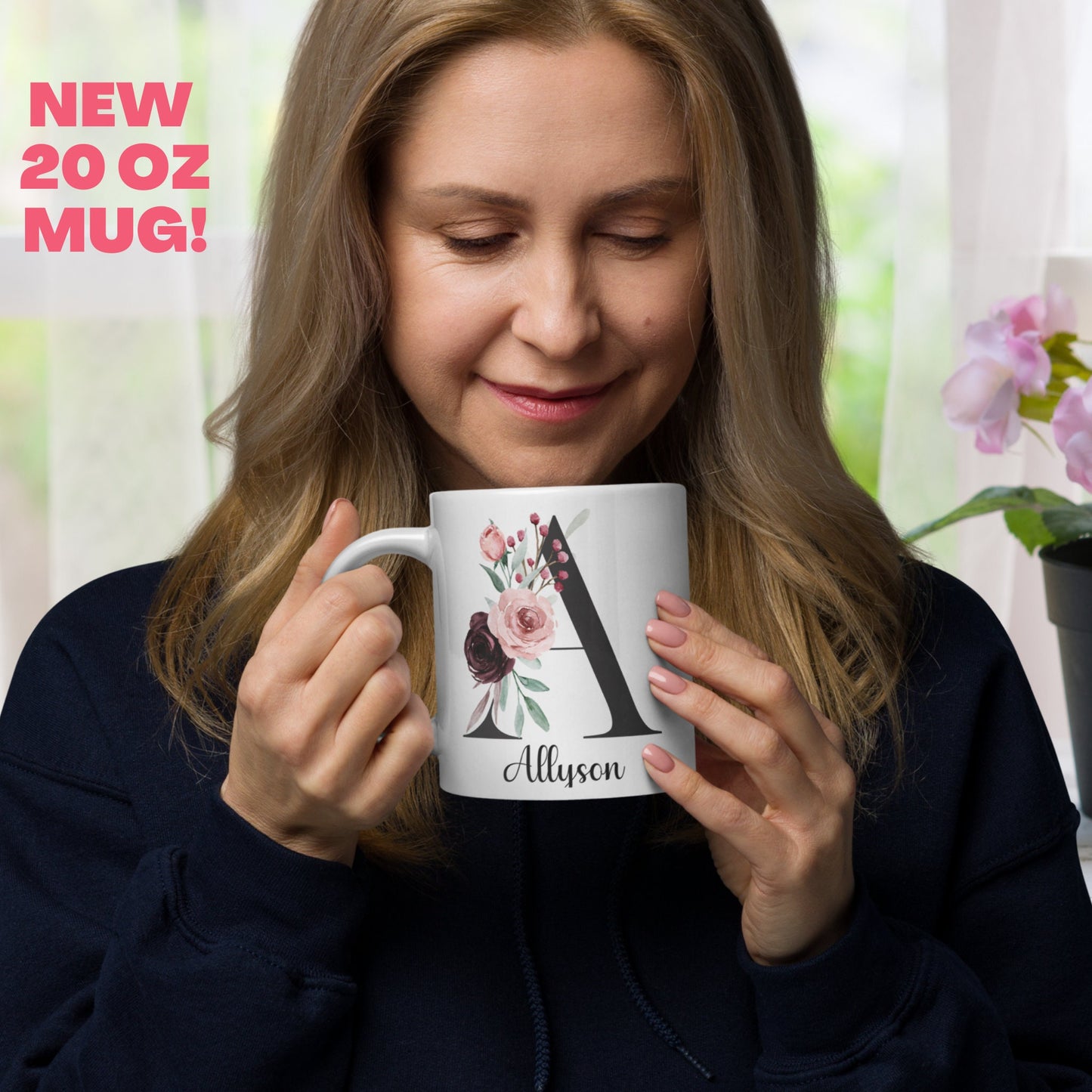 Name Mug, Initial Letter Mug, 15 oz 11 oz, Monogram Mug - Zehnaria - ALL PERSONALIZED - Mugs