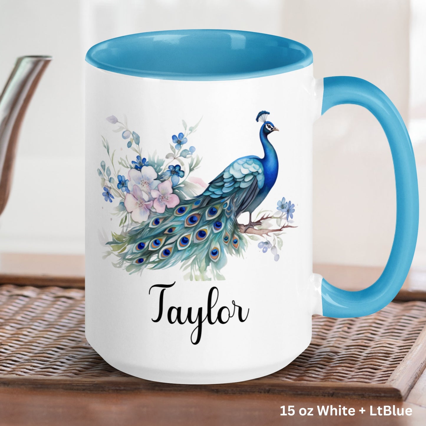 Personalized Peacock Mug, Peacock Gifts, Personalized Gifts, Peacock Decor - Zehnaria - PETS & ANIMALS - Mugs