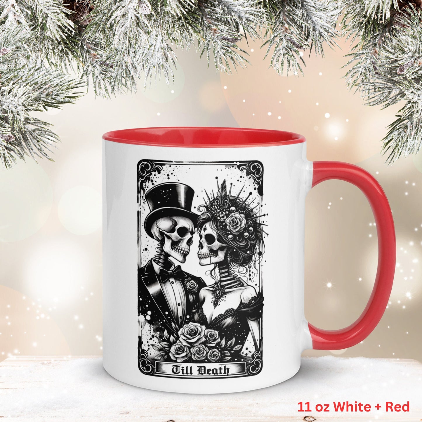 Till Death Gothic Wedding Tarot Card, Occult Skeleton Coffee Mug, Witchy Mug, Halloween Gifts - Zehnaria - MYSTICAL - Mugs