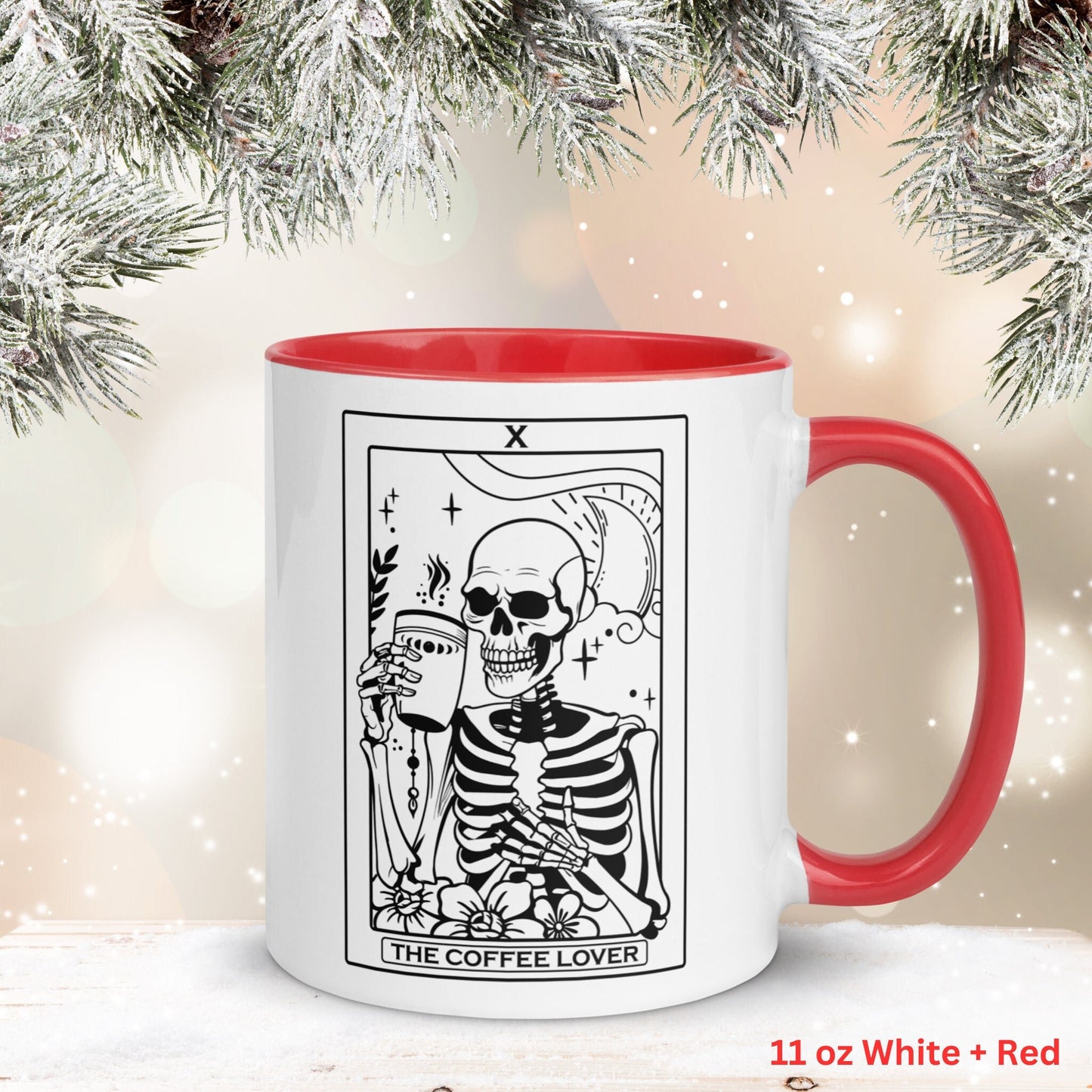The Coffee Lover Tarot Card, Occult Skeleton Mug, Witchy Mug, Funny Coffee Mug - Zehnaria - MYSTICAL - Mugs