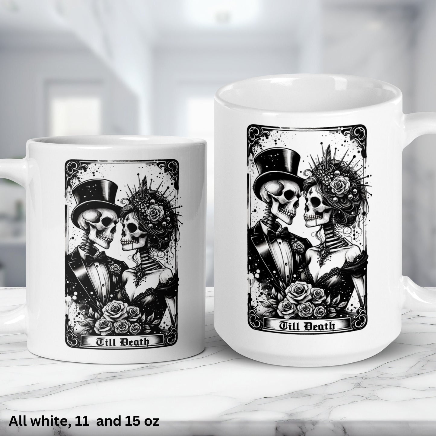 Till Death Gothic Wedding Tarot Card, Occult Skeleton Coffee Mug, Witchy Mug, Halloween Gifts - Zehnaria - MYSTICAL - Mugs
