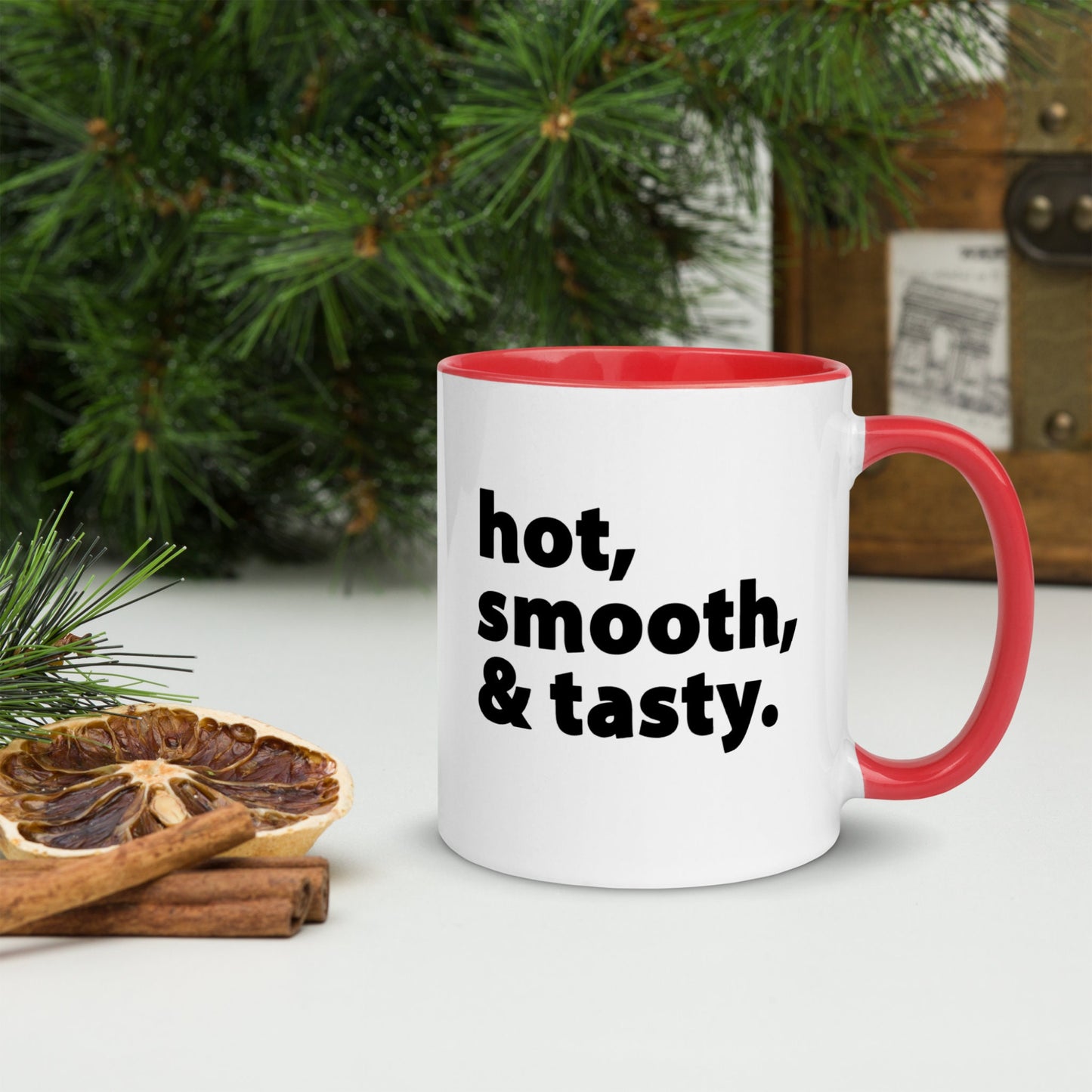 Hot Chocolate Mug, Hot Smooth and Tasty Mug, Hot Cocoa Mug, holiday Mug - Zehnaria - - Mugs