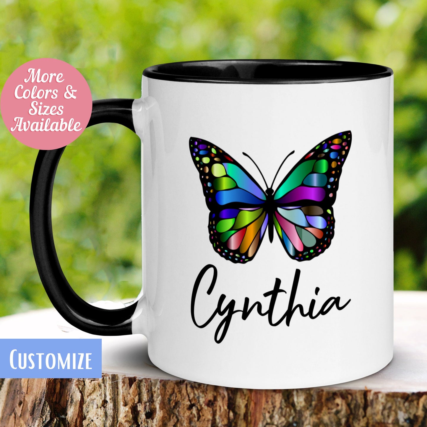 Personalized Butterfly Name Mug, Custom Name Mug, Name Mug, Custom Coffee Mug - Zehnaria - PETS & ANIMALS - Mugs