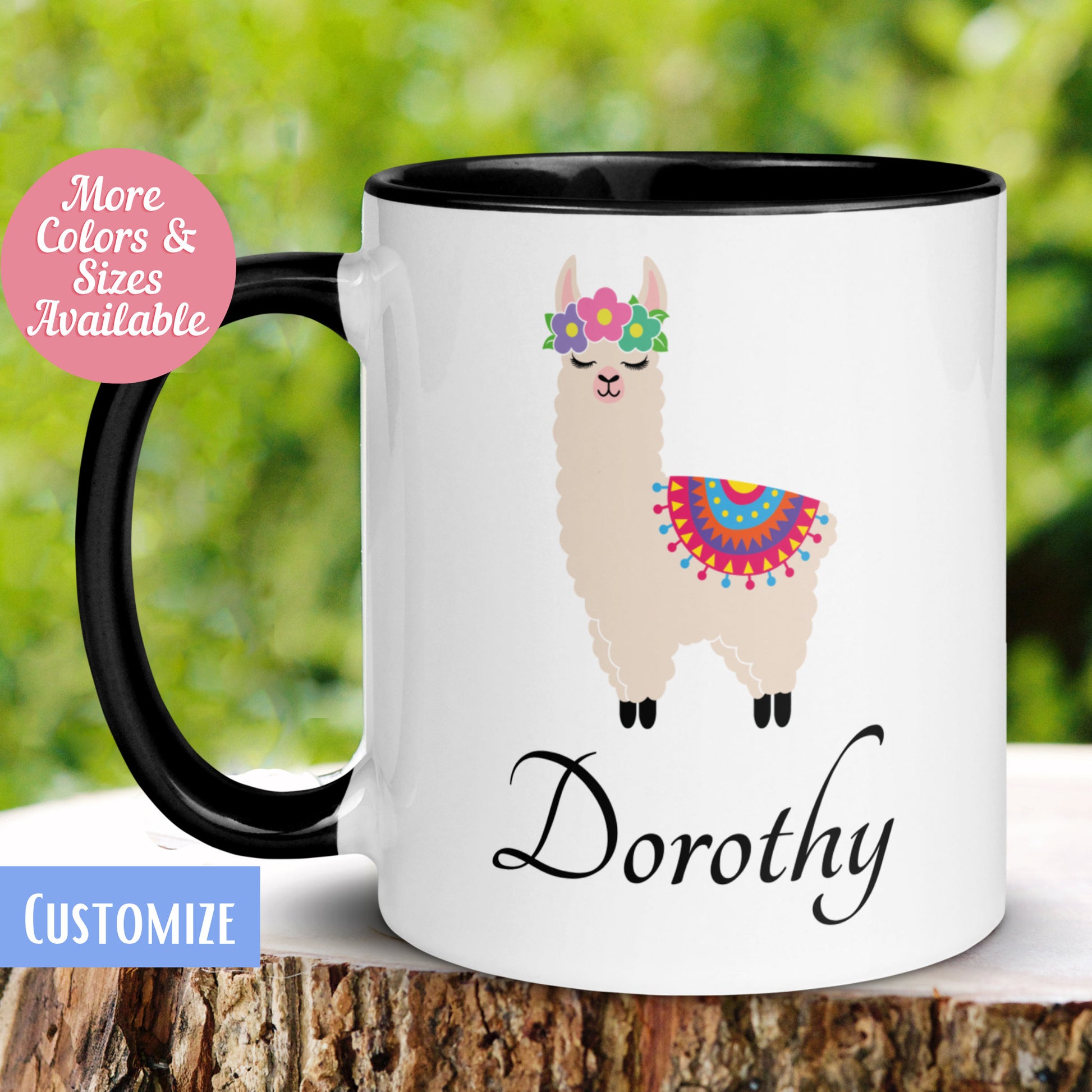 Personalized Llama Name Mug, Custom Name Mug, Name Mug, Custom Coffee Mug - Zehnaria - PETS & ANIMALS - Mugs