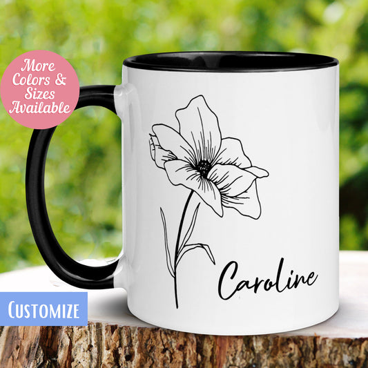 Personalized Flower Name Mug, Custom Name Mug, Name Mug, Custom Coffee Mug - Zehnaria - FLOWERS & PLANTS - Mugs