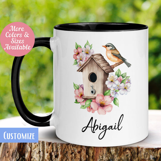 Birdhouse Mug, Personalized Birdhouse Name Mug, Custom Name Mug, Bird Lover Coffee Mug - Zehnaria - PETS & ANIMALS - Mugs