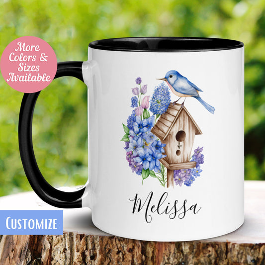 Birdhouse Mug, Personalized Birdhouse Name Mug, Custom Name Mug, Bird Lover Coffee Mug - Zehnaria - PETS & ANIMALS - Mugs