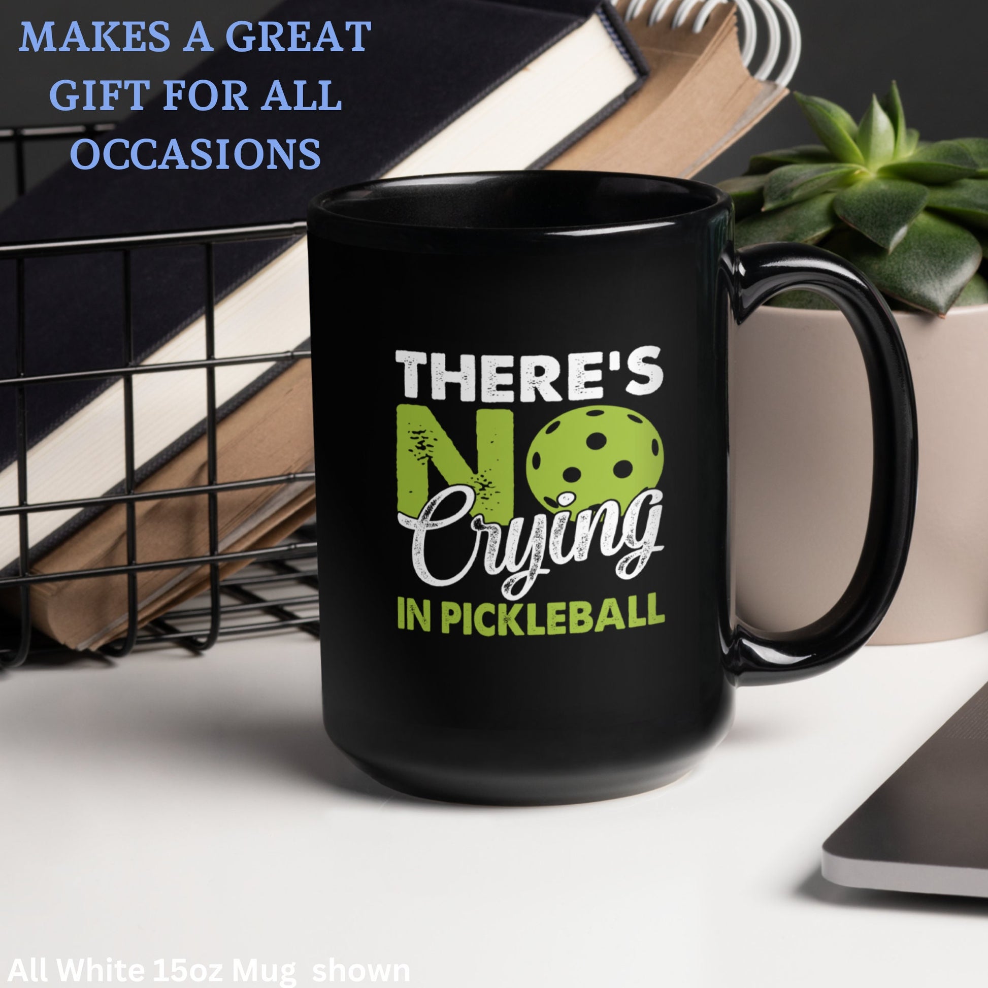 There's No Crying in Pickleball Mug, Funny Mug, Black Hobby Mug, Pickleball Lover - Zehnaria - HOBBIES & TRAVEL - Mugs