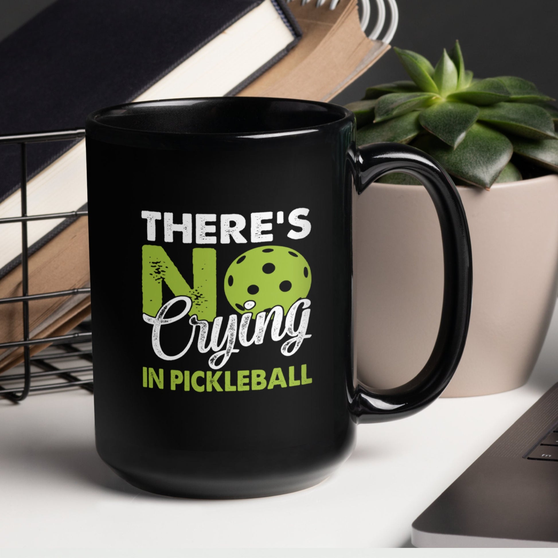 There's No Crying in Pickleball Mug, Funny Mug, Black Hobby Mug, Pickleball Lover - Zehnaria - HOBBIES & TRAVEL - Mugs