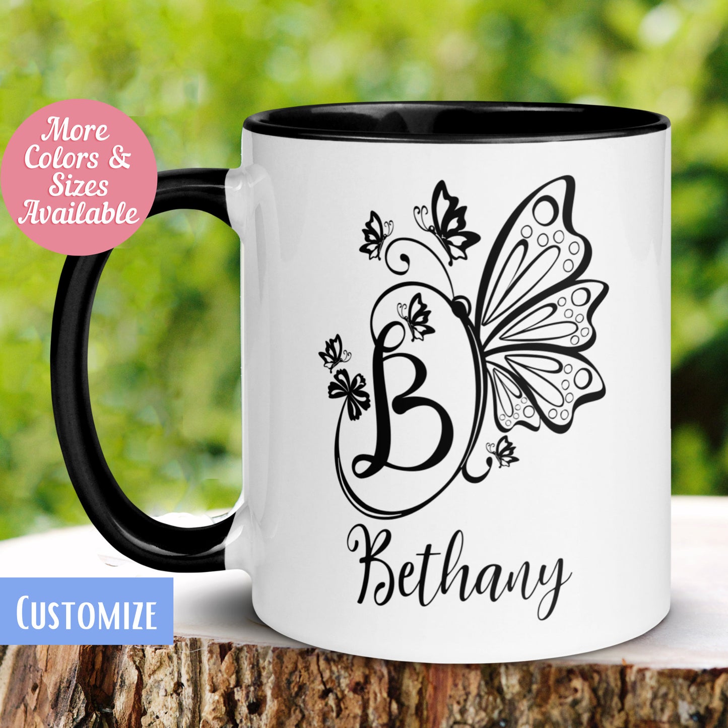 Personalized Butterfly Mug, Monogram Mug, Initial Mug, Custom Name Mug - Zehnaria - PETS & ANIMALS - Mugs