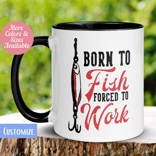 Fishing Mug, Born to Fish Mug, Gift for Dad, Fathers Day Gift - Zehnaria - HOBBIES & TRAVEL - Mugs