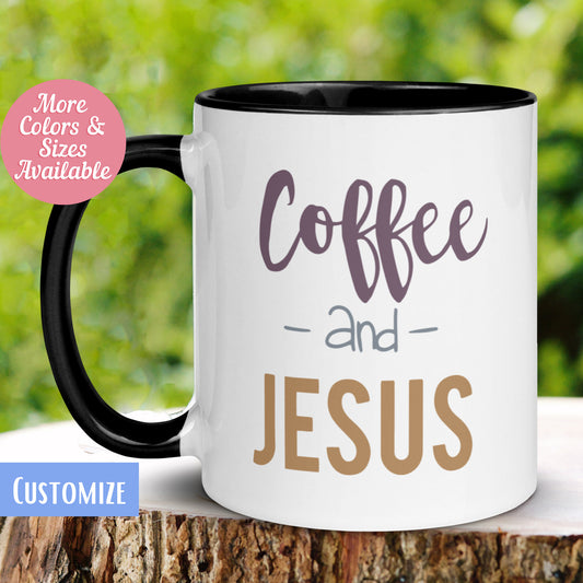 Coffee and Jesus Mug, Christian Coffee Cup, Christian Gifts, Jesus Mug - Zehnaria - FAITH AND RELIGION - Mugs