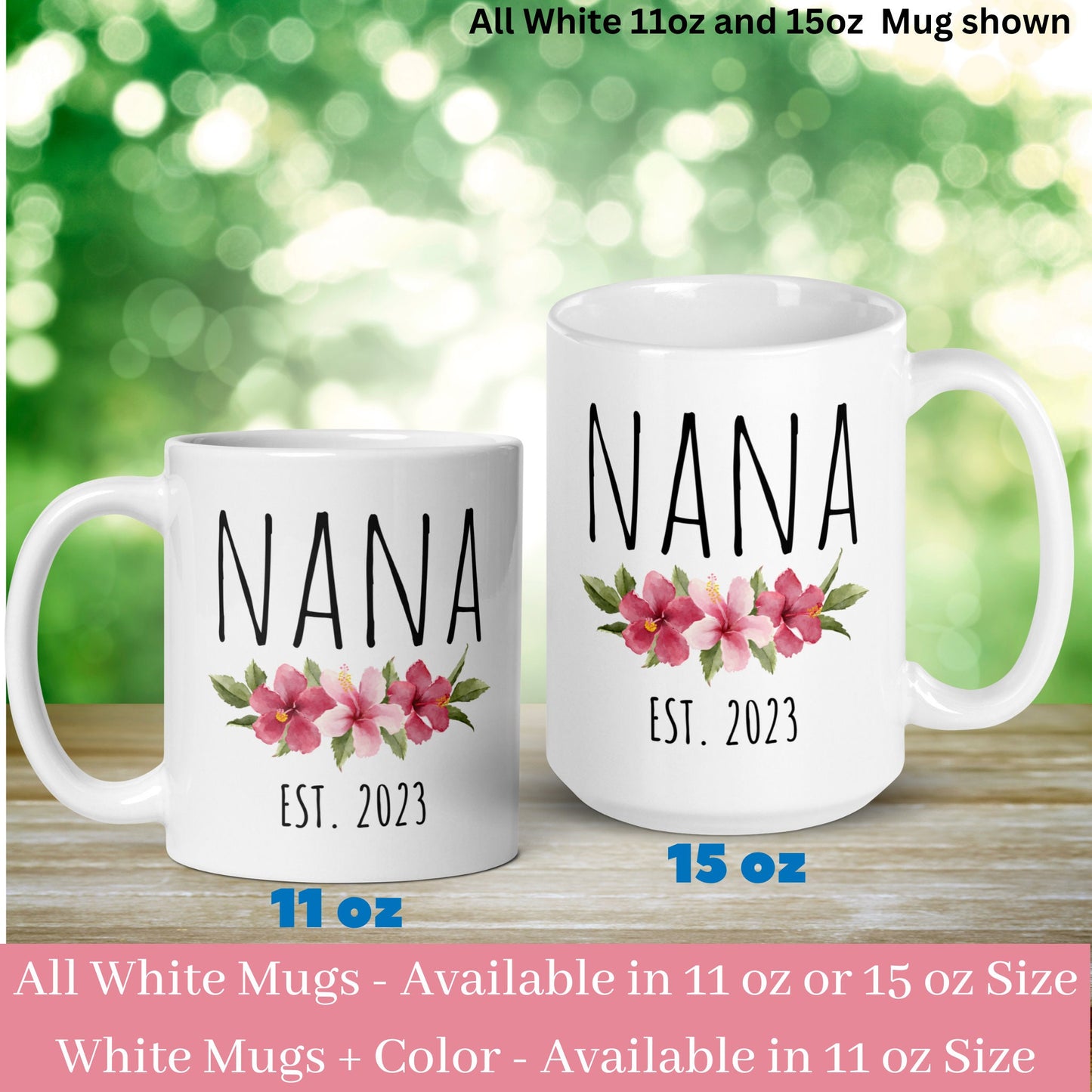 Nana Mug, Flower Name Mug, Custom Name Mug, Name Mug - Zehnaria - FAMILY & FRIENDS - Mugs