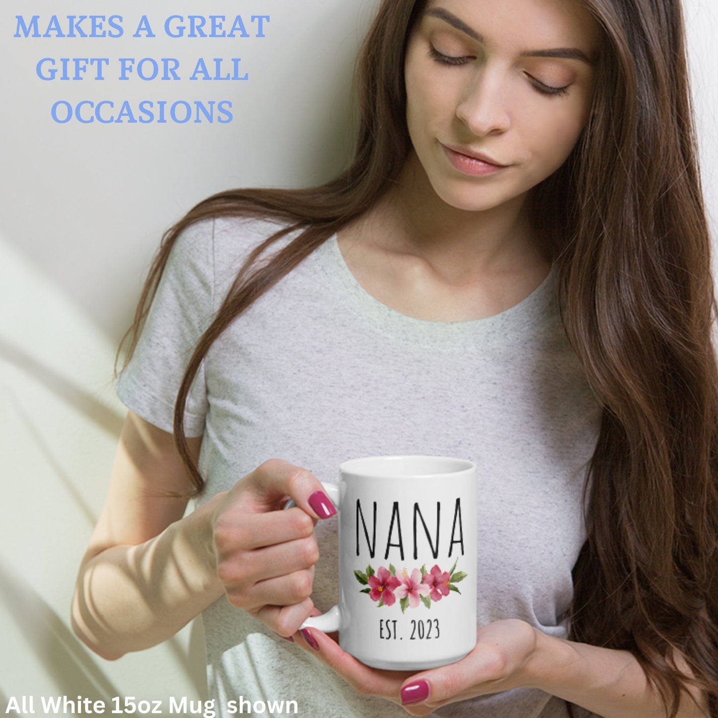 Nana Mug, Flower Name Mug, Custom Name Mug, Name Mug - Zehnaria - FAMILY & FRIENDS - Mugs