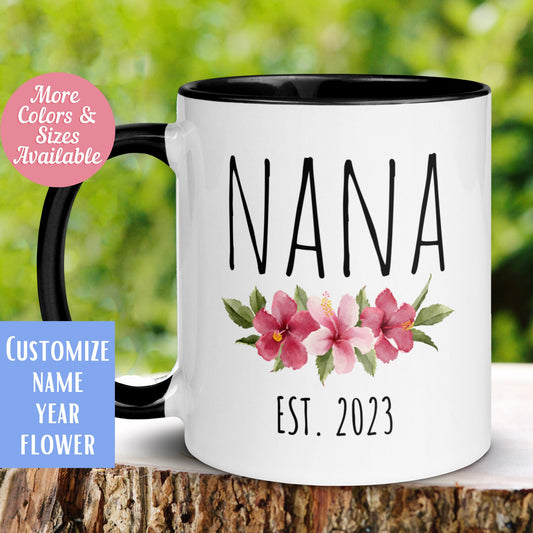 Nana Mug, Flower Name Mug, Custom Name Mug, Name Mug - Zehnaria - FAMILY & FRIENDS - Mugs