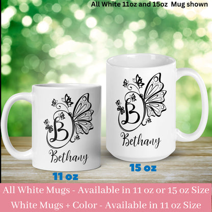 Personalized Butterfly Mug, Monogram Mug, Initial Mug, Custom Name Mug - Zehnaria - PETS & ANIMALS - Mugs