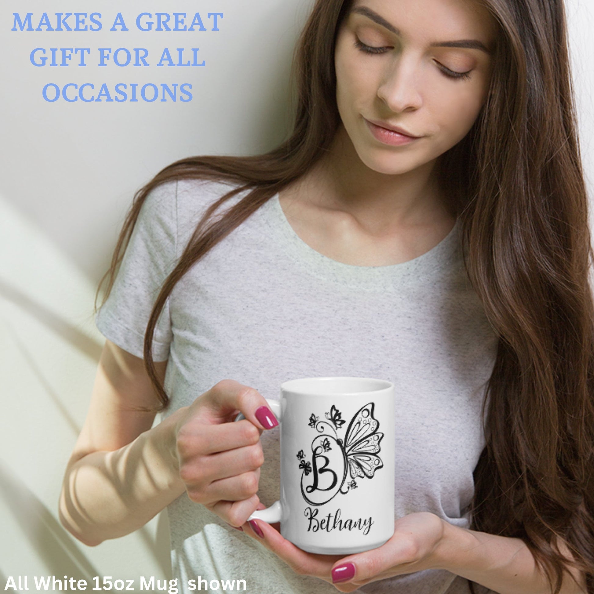 Personalized Butterfly Mug, Monogram Mug, Initial Mug, Custom Name Mug - Zehnaria - PETS & ANIMALS - Mugs