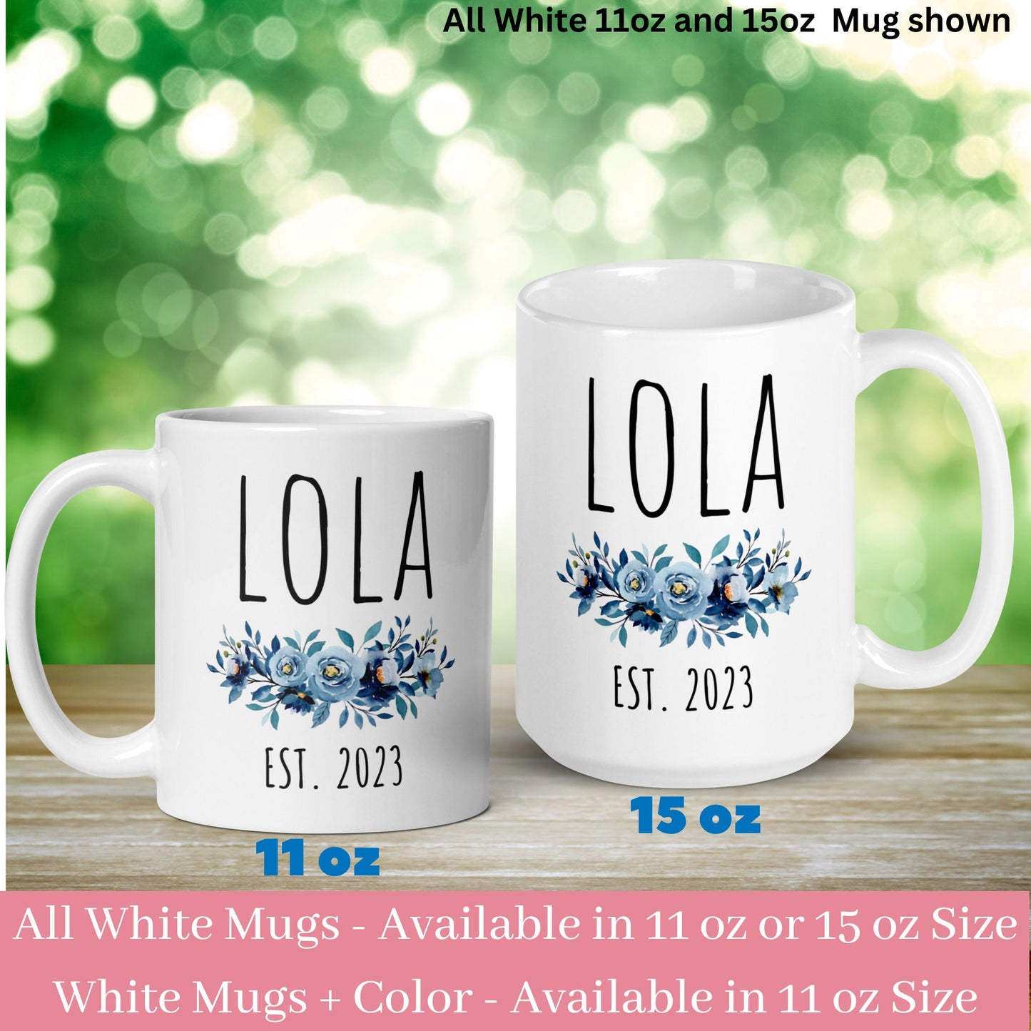 Lola Mug, Flower Name Mug, Custom Name Mug, Name Coffee Mug - Zehnaria - FAMILY & FRIENDS - Mugs