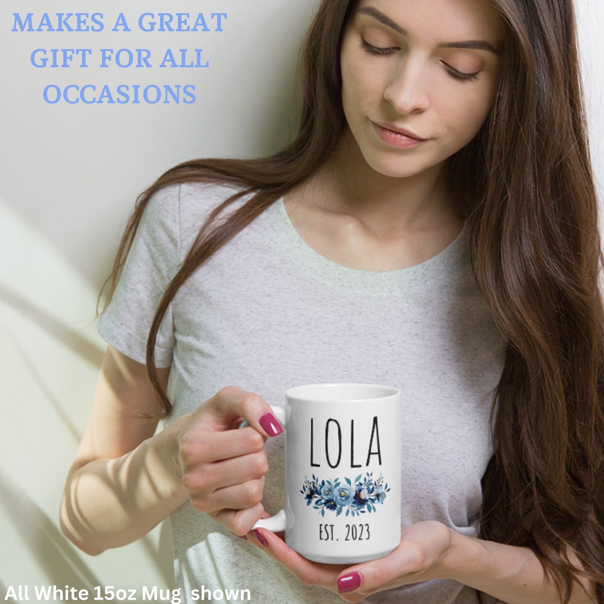 Lola Mug, Flower Name Mug, Custom Name Mug, Name Coffee Mug - Zehnaria - FAMILY & FRIENDS - Mugs