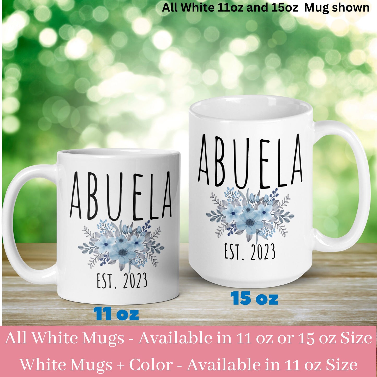 Abuela Mug, Flower Name Mug, Custom Name Mug, Name Coffee Mug - Zehnaria - FAMILY & FRIENDS - Mugs