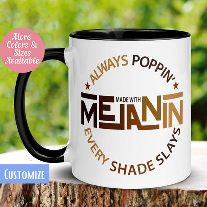 Melanin Poppin Mug, Black Girl Mug, Black Girl Magic Mug, Black Pride Mug - Zehnaria - CULTURAL - Mugs