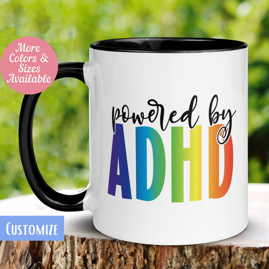 ADHD Mug, Powered by ADHD Gift, ADHD Awareness, Adult AdHD Coffee Mug - Zehnaria - NEURODIVERSITY - Mugs