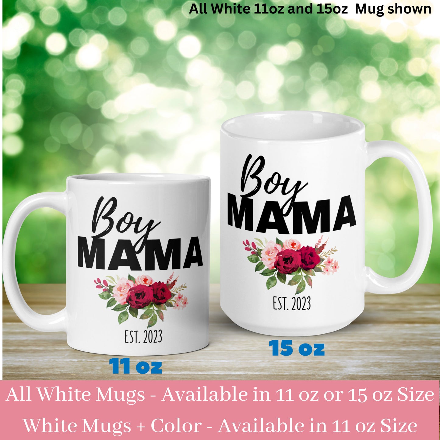 Boy Mama Mug, Flower Name Mug, Custom Name Mug, Custom Coffee Mug - Zehnaria - FAMILY & FRIENDS - Mugs