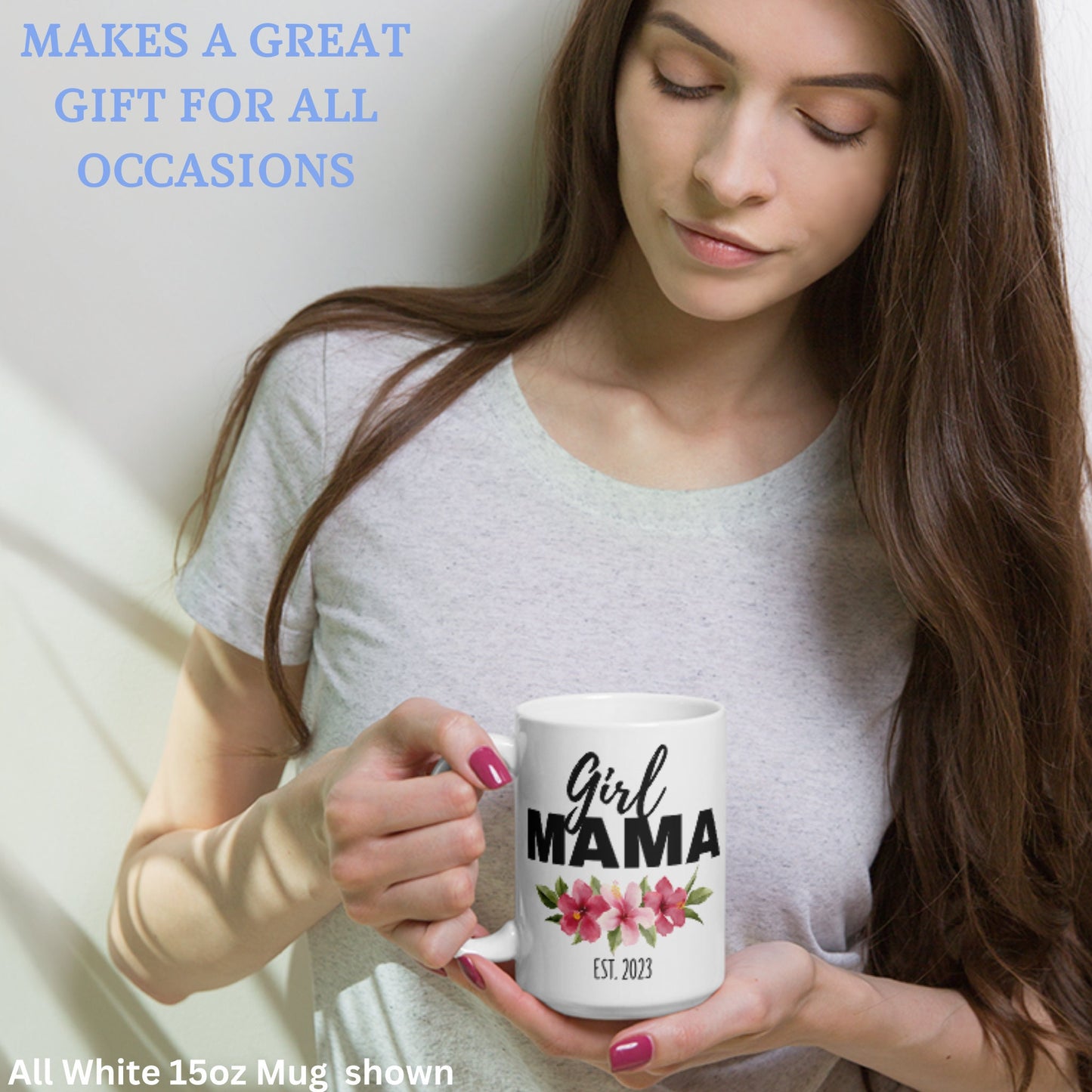 Girl Mama Mug, Flower Name Mug, Custom Name Mug, Custom Coffee Mug - Zehnaria - FAMILY & FRIENDS - Mugs