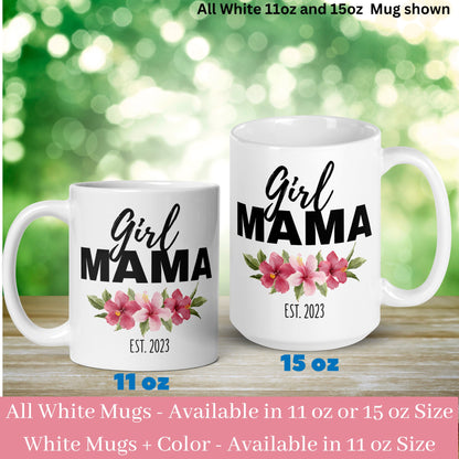 Girl Mama Mug, Flower Name Mug, Custom Name Mug, Custom Coffee Mug - Zehnaria - FAMILY & FRIENDS - Mugs