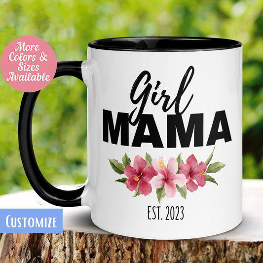 Girl Mama Mug, Flower Name Mug, Custom Name Mug, Custom Coffee Mug - Zehnaria - FAMILY & FRIENDS - Mugs