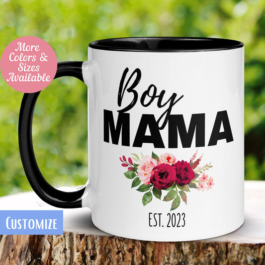 Boy Mama Mug, Flower Name Mug, Custom Name Mug, Custom Coffee Mug - Zehnaria - FAMILY & FRIENDS - Mugs