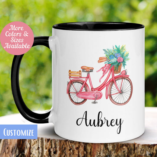 Bike Mug, Bicycle Gifts, Gift for Cyclist, Personalized Bike Mug - Zehnaria - HOBBIES & TRAVEL - Mugs