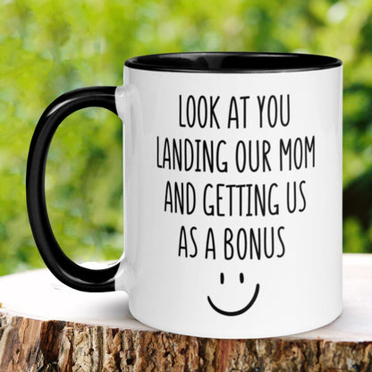 Mug for Step Dad, Bonus Dad Mug, Look At You Landing Our Mom, Fathers Day Mug - Zehnaria - FAMILY & FRIENDS - Mugs