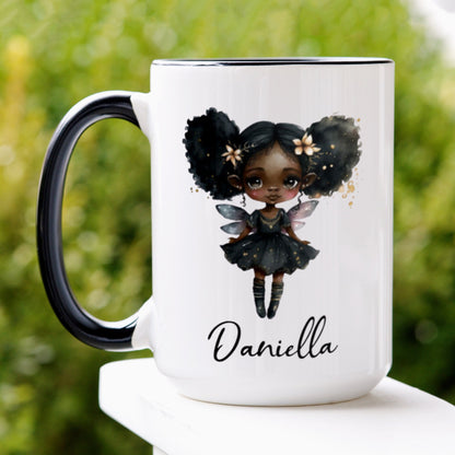 Fairy Mug, Personalize Custom Name Mug, African American Fairy, Black Girl Magic - Zehnaria - ALL PERSONALIZED - Mugs