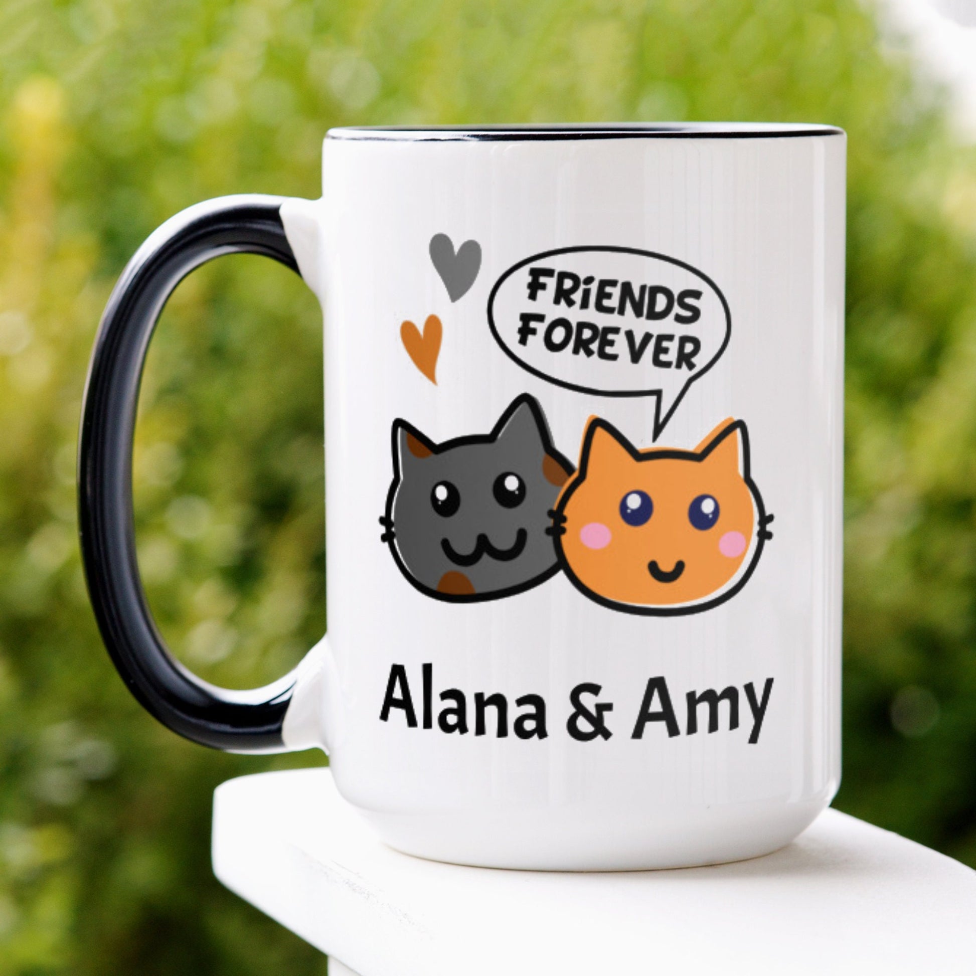 Friends Forever Personalized Custom Mug, Tea Coffee Cup, Hot Cocoa Mug, Birthday Gift for Friend - Zehnaria - FAMILY & FRIENDS - Mugs