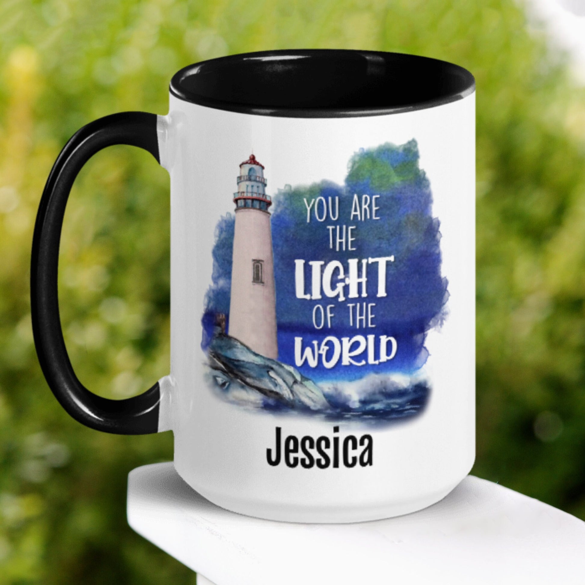 Christian Gifts, Christian Mugs, Lighthouse Mug, Personalized Mug - Zehnaria - OFFICE & WORK - Mugs