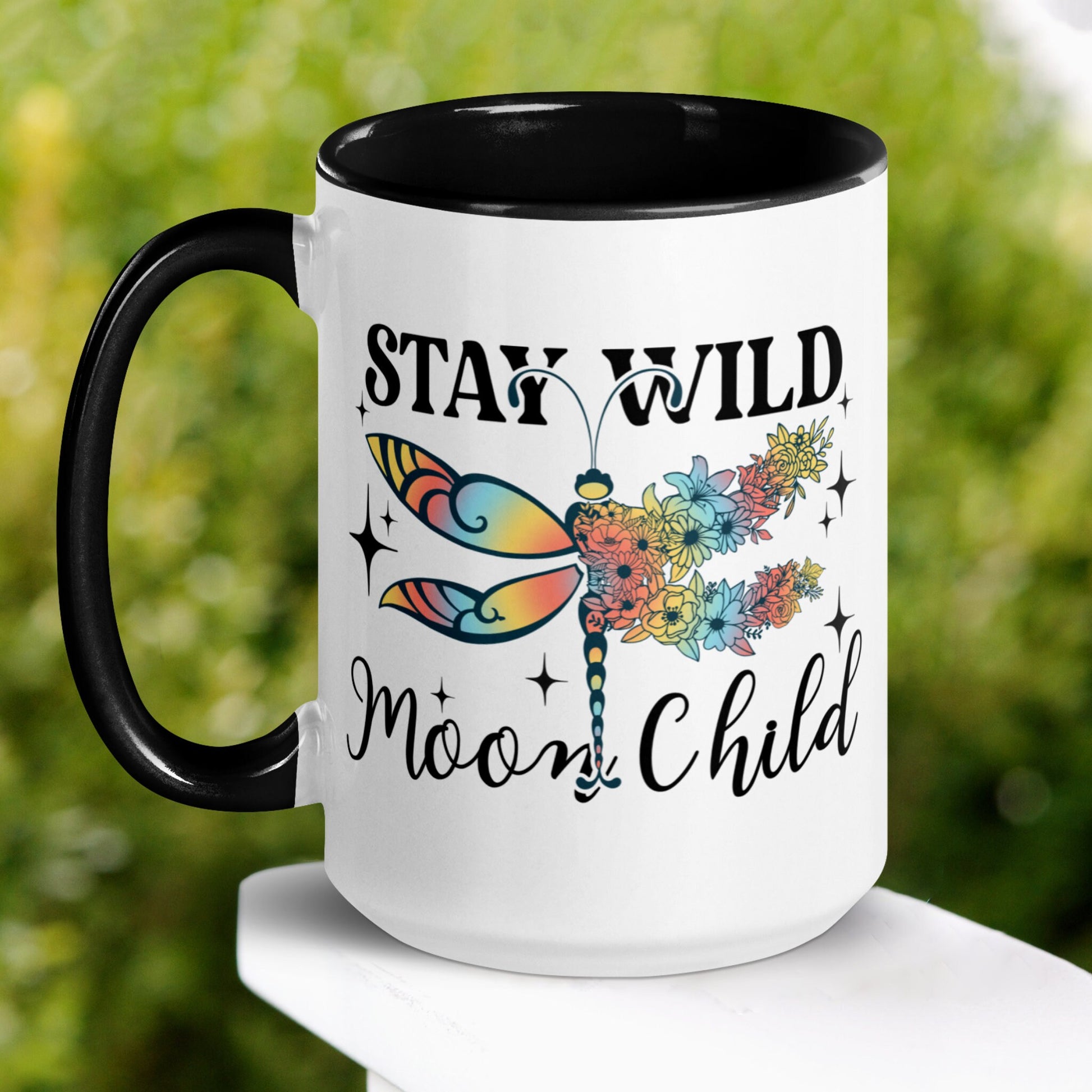 Stay Wild Moon Child Dragonfly Mug, Dragon Fly Lovers, Moon Child Mug, Gift for Her 384 - Zehnaria - BIRTHDAY & ZODIAC - Mugs