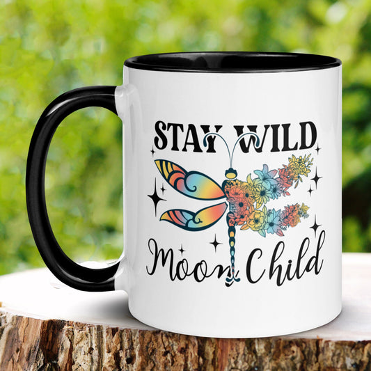 Stay Wild Moon Child Dragonfly Mug, Dragon Fly Lovers, Moon Child Mug, Gift for Her 384 - Zehnaria - BIRTHDAY & ZODIAC - Mugs