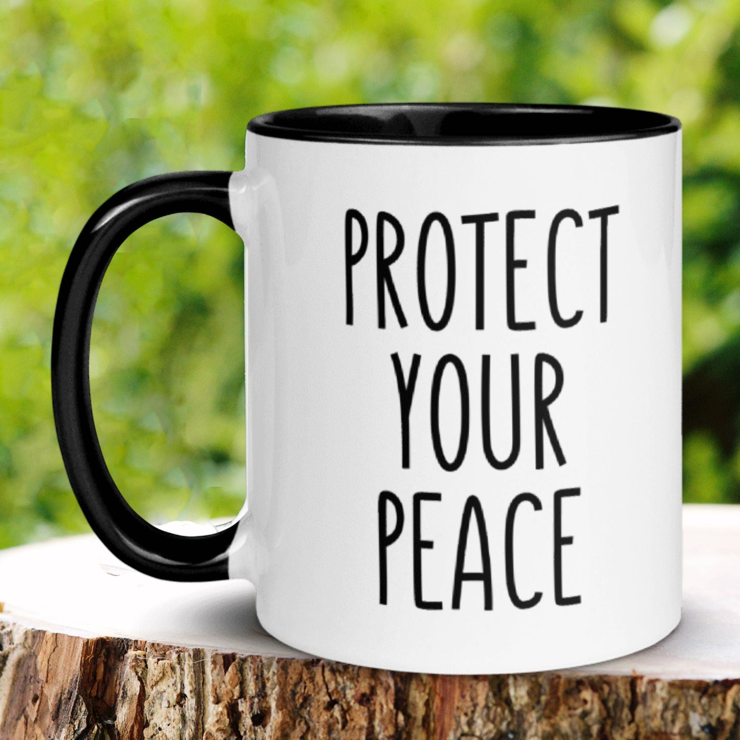 Protect Your Peace, Yoga Mug, Inspirational Mug, Meditation Coffee Mug - Zehnaria - FUNNY HUMOR - Mugs