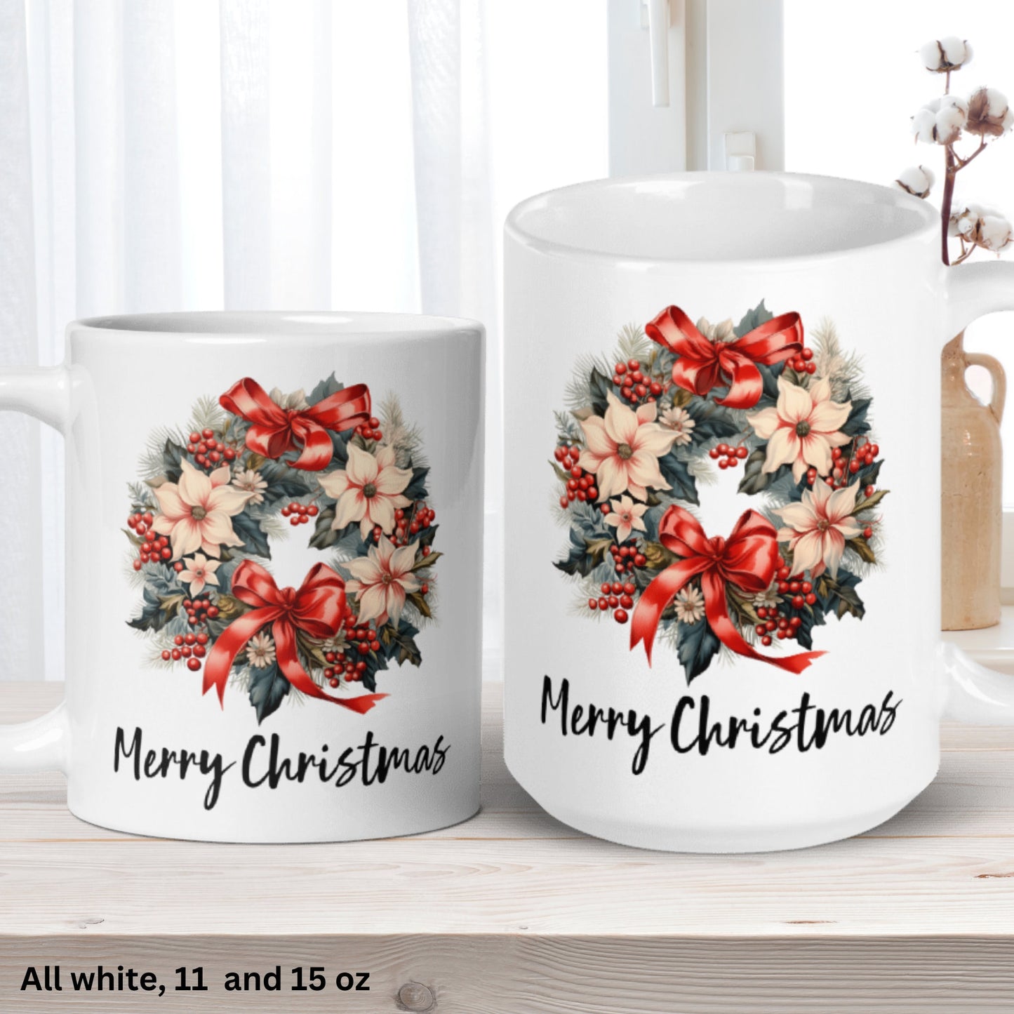 Christmas Gifts, Christmas Wreath, Christmas Mug, Merry Christmas - Zehnaria - WINTER HOLIDAY - Mugs