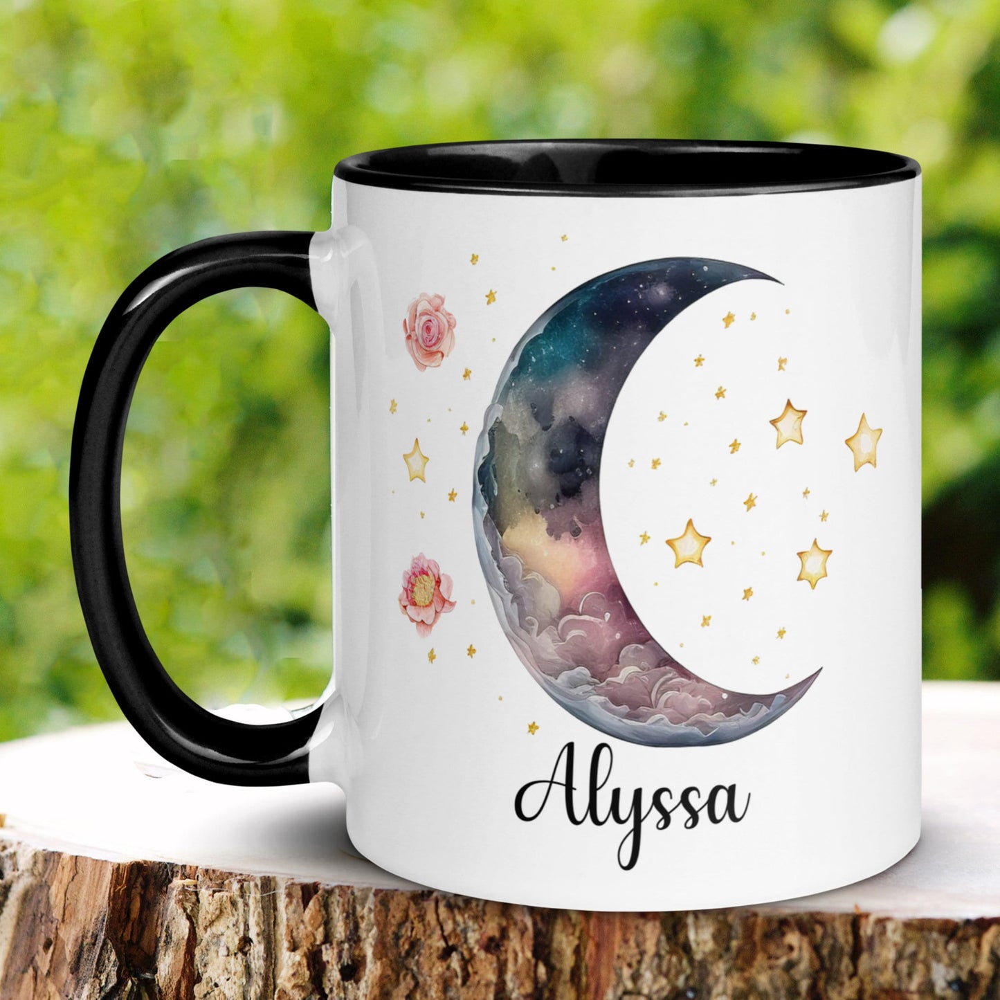 Personalized Moon Mug, Celestial Moon, Moon and Stars Coffee Mug, Witchy Gift - Zehnaria - BIRTHDAY & ZODIAC - Mugs