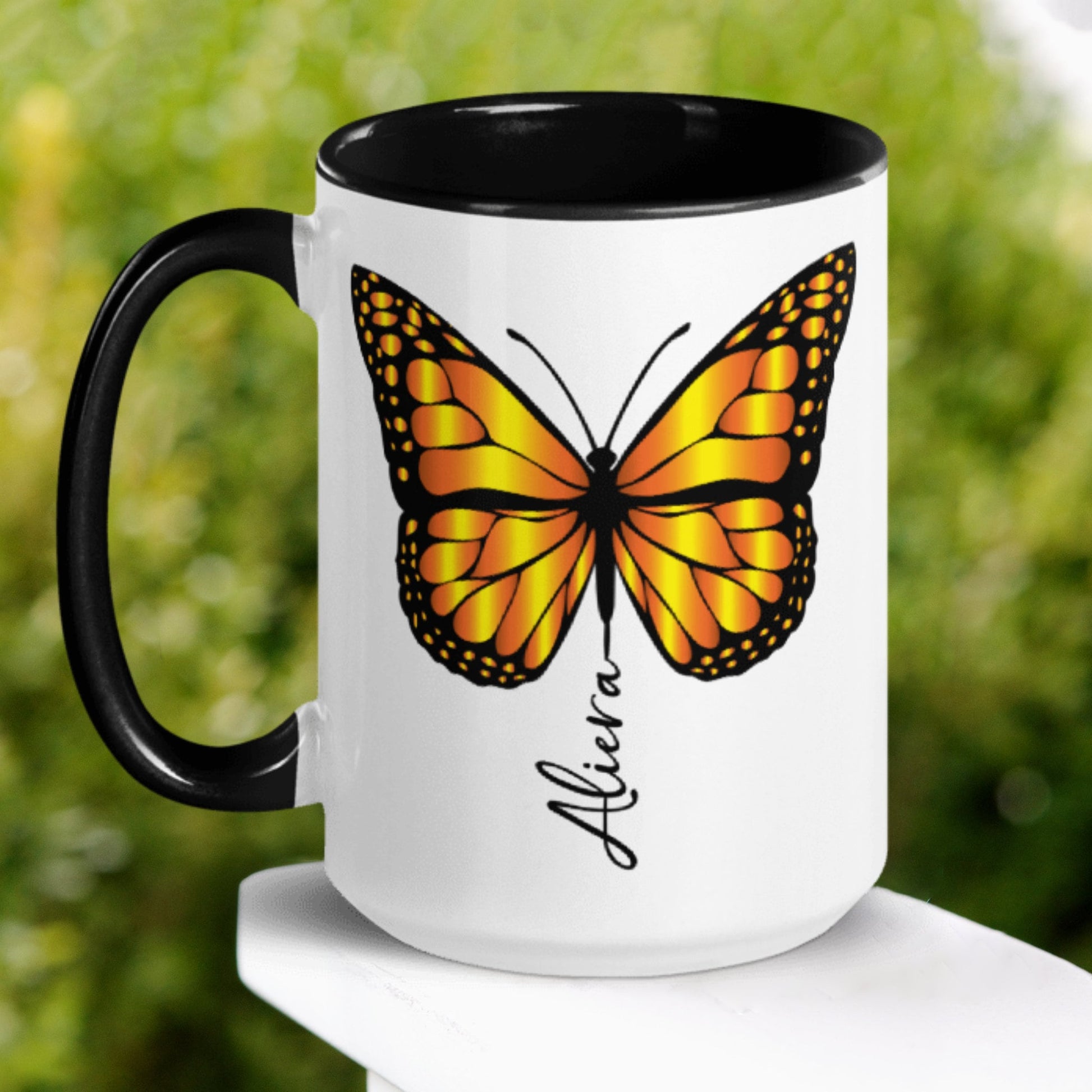 Personalized Monarch Butterfly Name Mug, Custom Name Mug, Name Mug, Custom Coffee Mug - Zehnaria - PETS & ANIMALS - Mugs