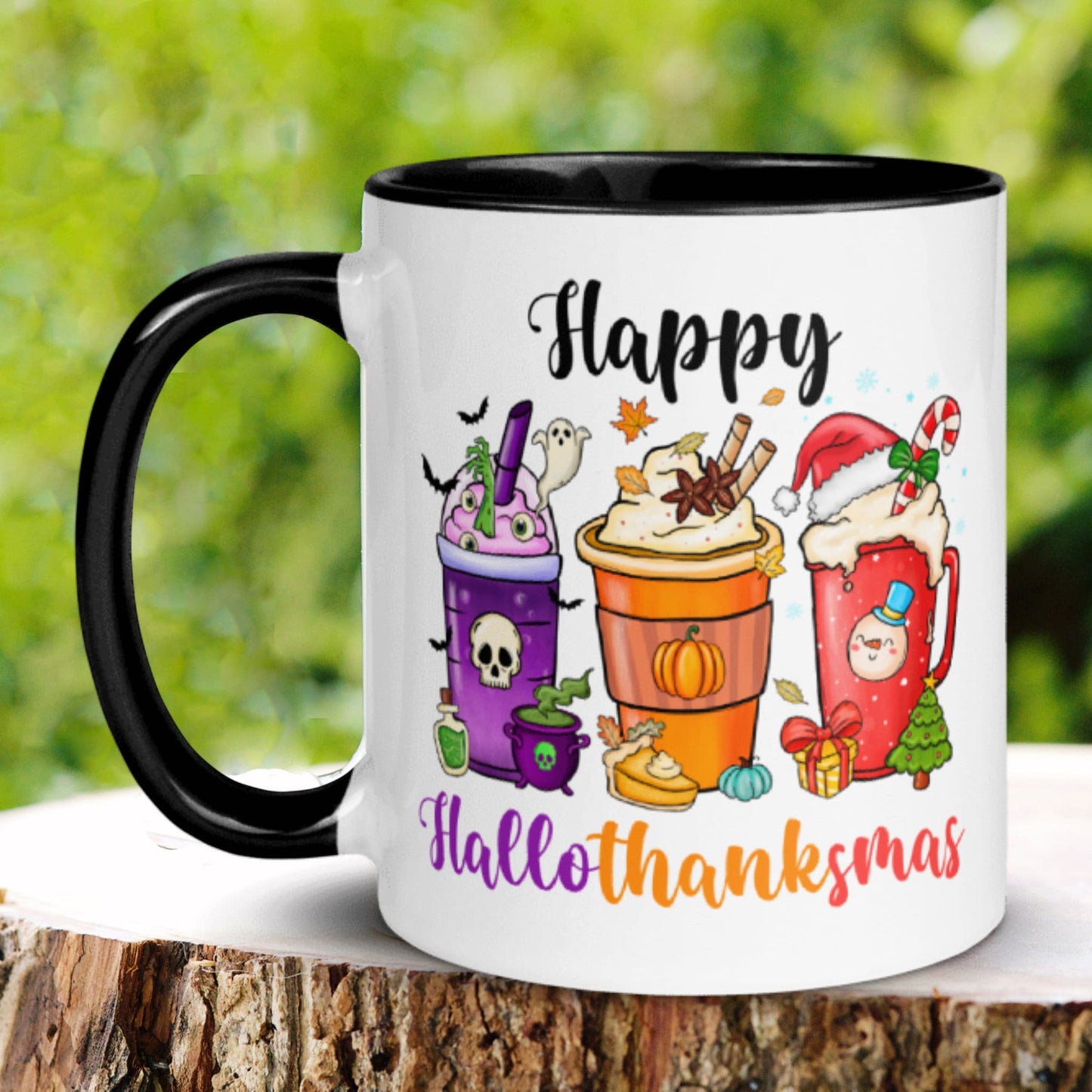 Happy Hallothanksmas Mug, Funny Holiday Coffee Gift for Christmas, Tis the Season Mug, Christmas Mug - Zehnaria - WINTER HOLIDAY - Mugs