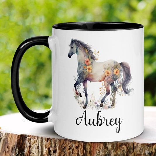 Horse Mug, Horse Gifts, Personalized Name Coffee Mug, Custom Horse Cup - Zehnaria - PETS & ANIMALS - Mugs