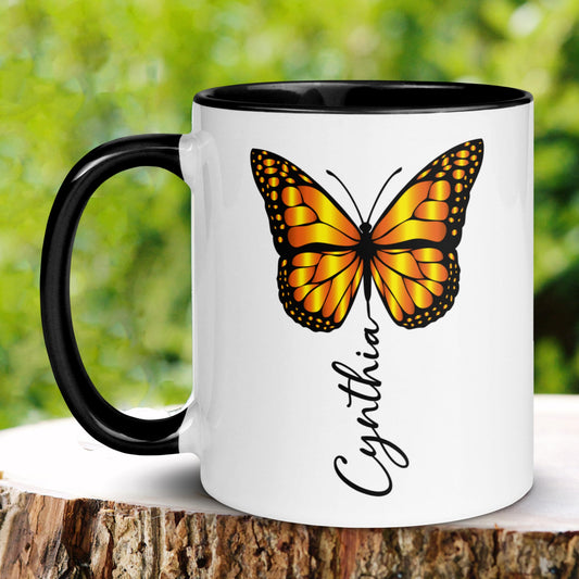 Personalized Monarch Butterfly Name Mug, Custom Name Mug, Name Mug, Custom Coffee Mug - Zehnaria - PETS & ANIMALS - Mugs