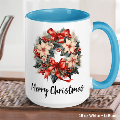 Christmas Gifts, Christmas Wreath, Christmas Mug, Merry Christmas - Zehnaria - WINTER HOLIDAY - Mugs